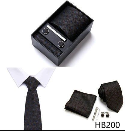 Jacquard Fashion Brand Tie Pocket Squares Set For Men Tie Handkerchief  Cufflink Necktie Gift Box Fit Wedding Holiday Workplace