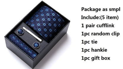 Jacquard Fashion Brand Tie Pocket Squares Set For Men Tie Handkerchief  Cufflink Necktie Gift Box Fit Wedding Holiday Workplace