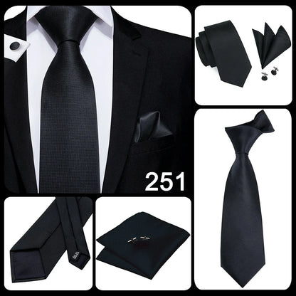 Hi-Tie Blue Business Solid 100% Silk Men's Tie NeckTie 8.5cm Ties for Men Formal Luxury Wedding High Quality Gravata