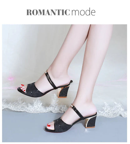 2024 New fashion Women's sandals Word Buckle  High Heels Summer New Fish Mouth Sexy Sandals Women's Shoes Gold