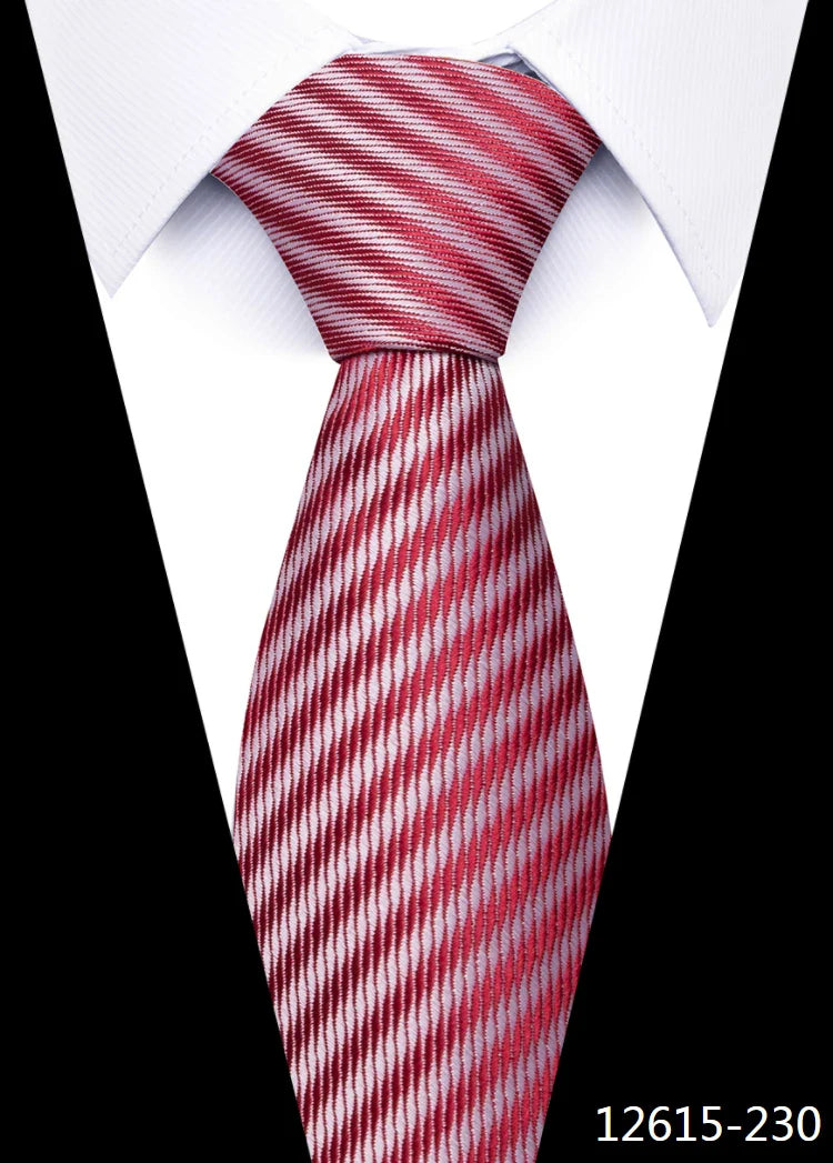 Tie For Men Newest design Luxurious 7.5 cm Necktie Shirt Accessories Striped Dark Red Man's New Year's Day