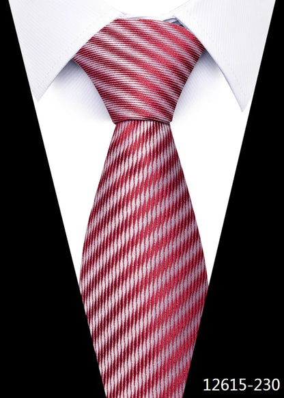 Tie For Men Newest design Luxurious 7.5 cm Necktie Shirt Accessories Striped Dark Red Man's New Year's Day