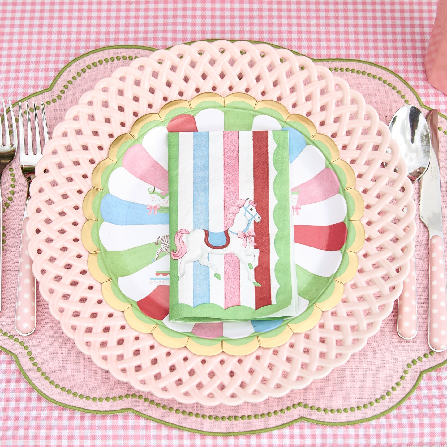 Pink & Green Eloise Linen Placemats (Set of 4)
