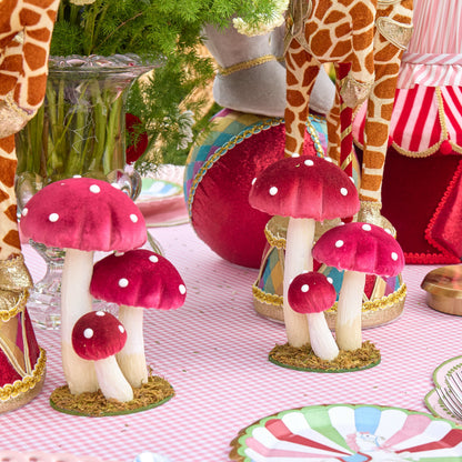Tall Red Spotted Mushrooms (Pair) - 21cm
