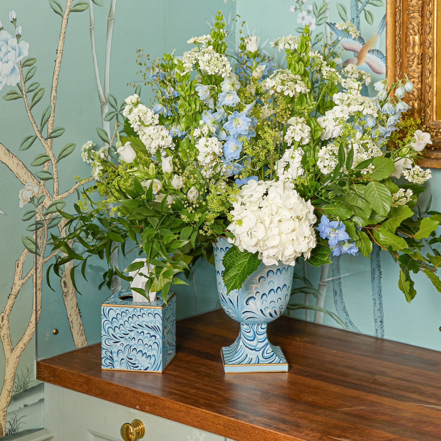 Blue Small Marble Urn Vase