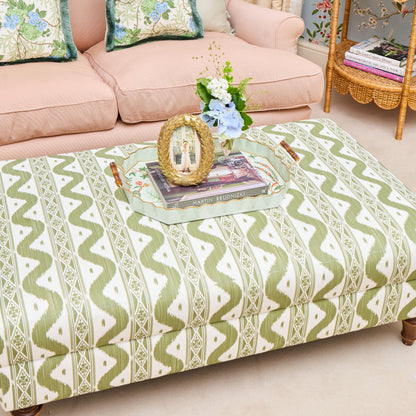 Green Chinoiserie Tole Tray with Handles