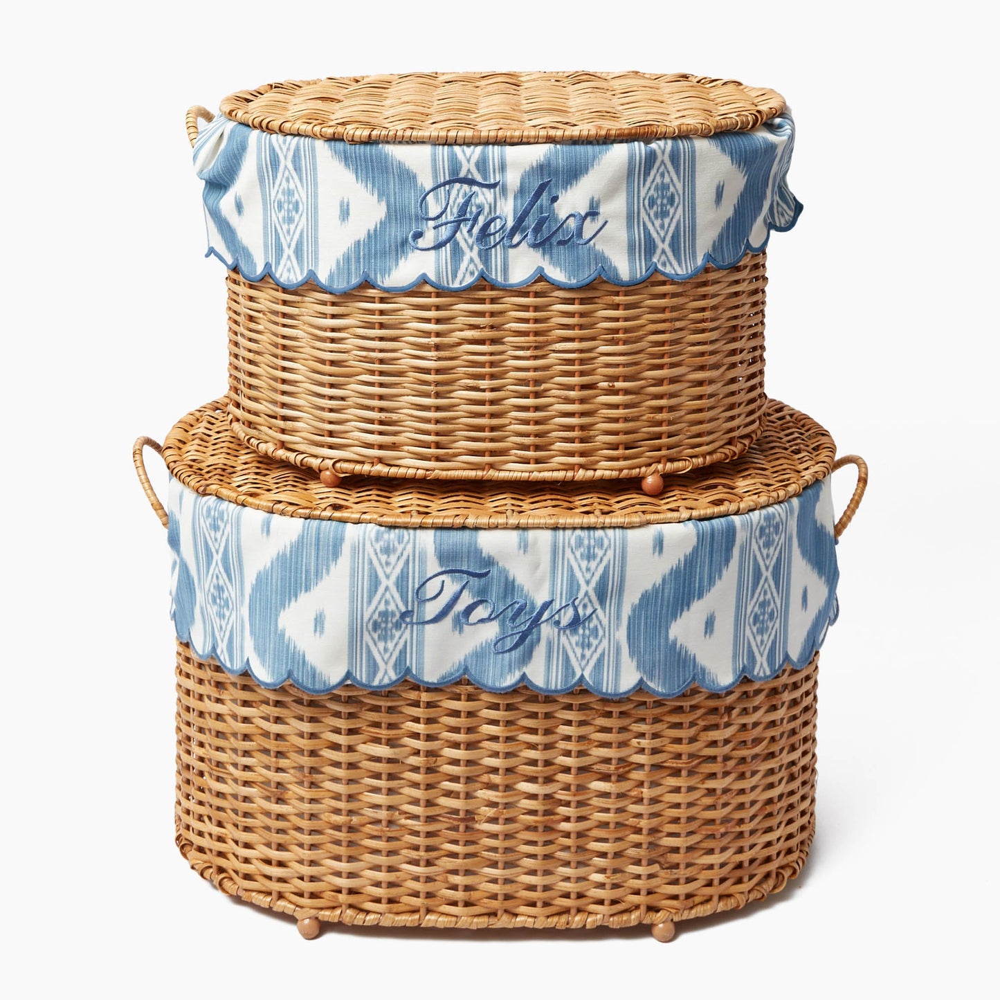 Isabella Rattan Basket with Ikat Liner (Medium)