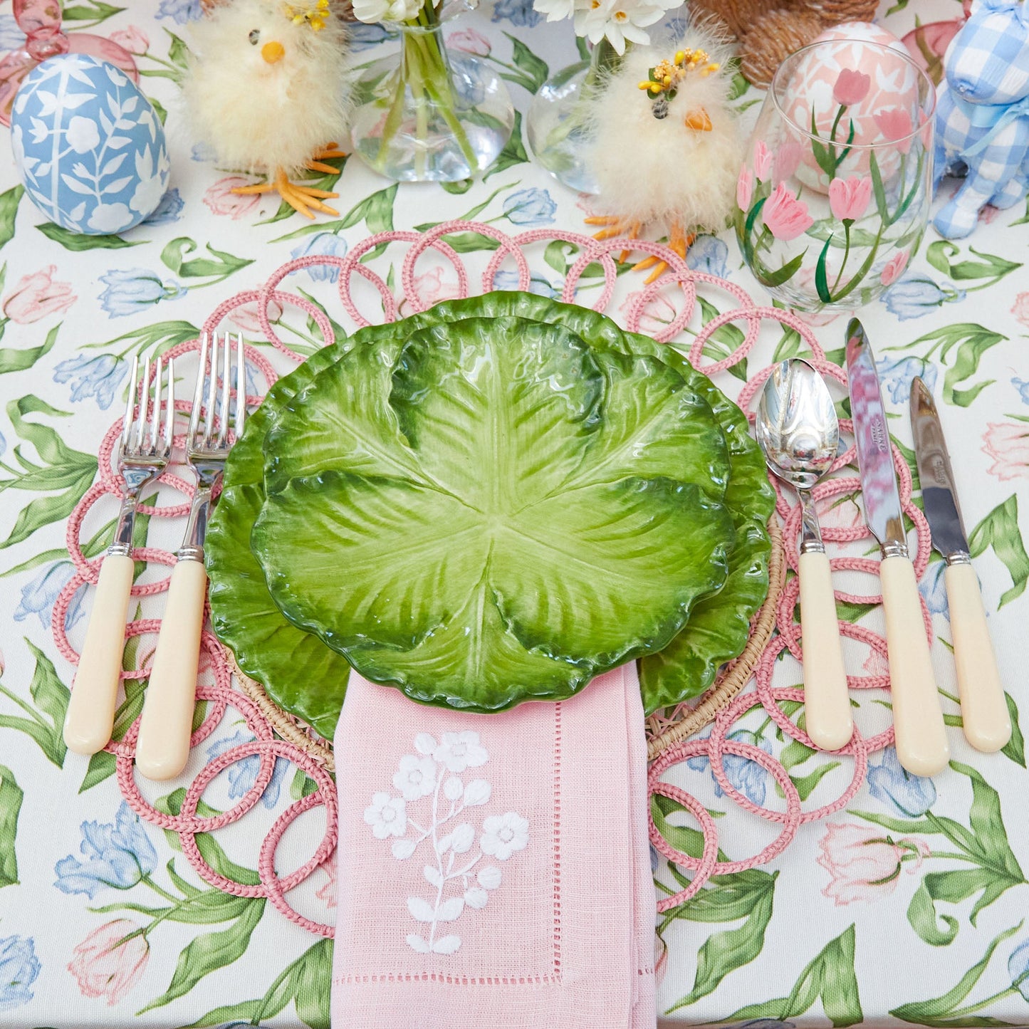 Green Serena Cabbage Dinner Plates (Set of 4)