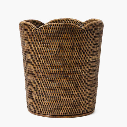 Dark Brown Rattan Waste Paper Bin