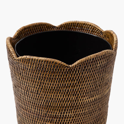 Dark Brown Rattan Waste Paper Bin