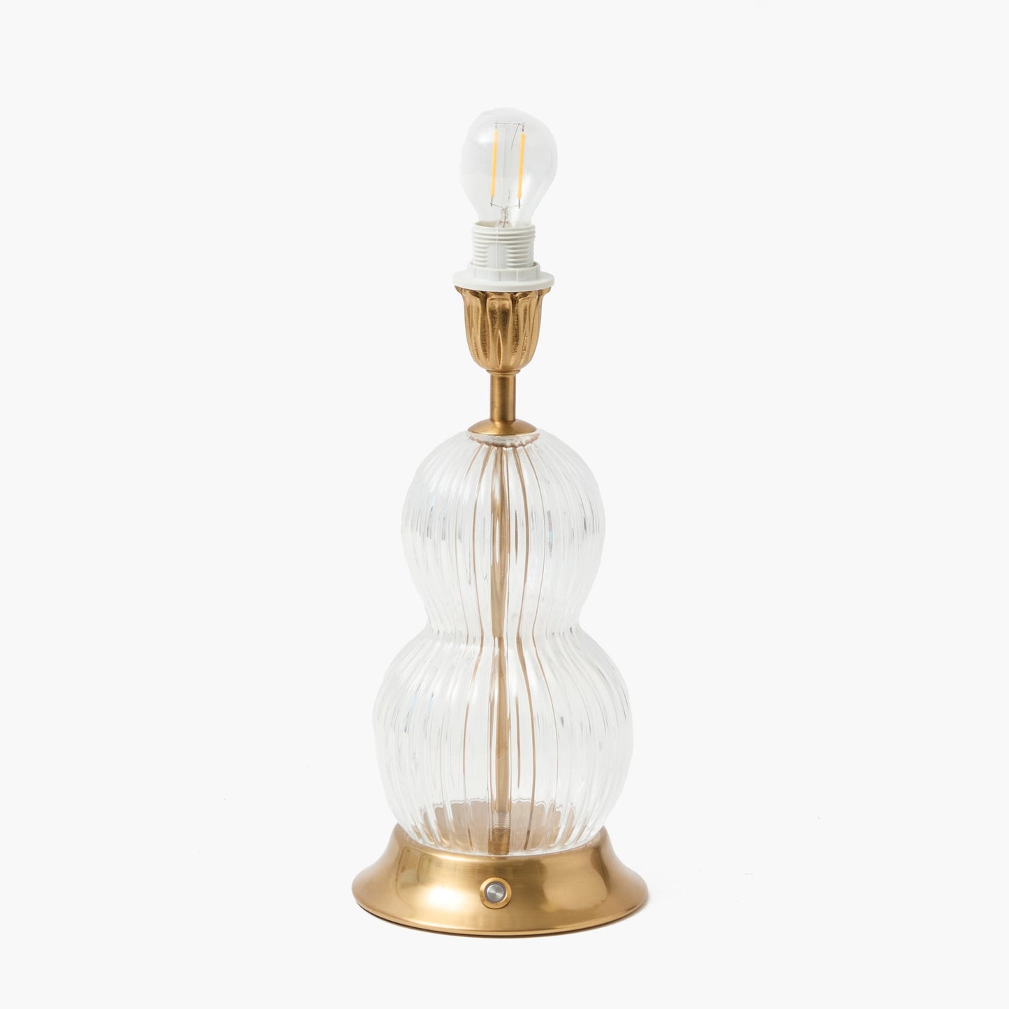 Glass Bardot Rechargeable Lamp with Olive Gingham Ruffle Shade (18cm)