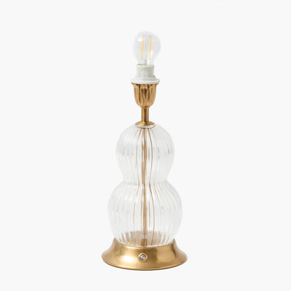 Glass Bardot Rechargeable Lamp with Olive Gingham Ruffle Shade (18cm)