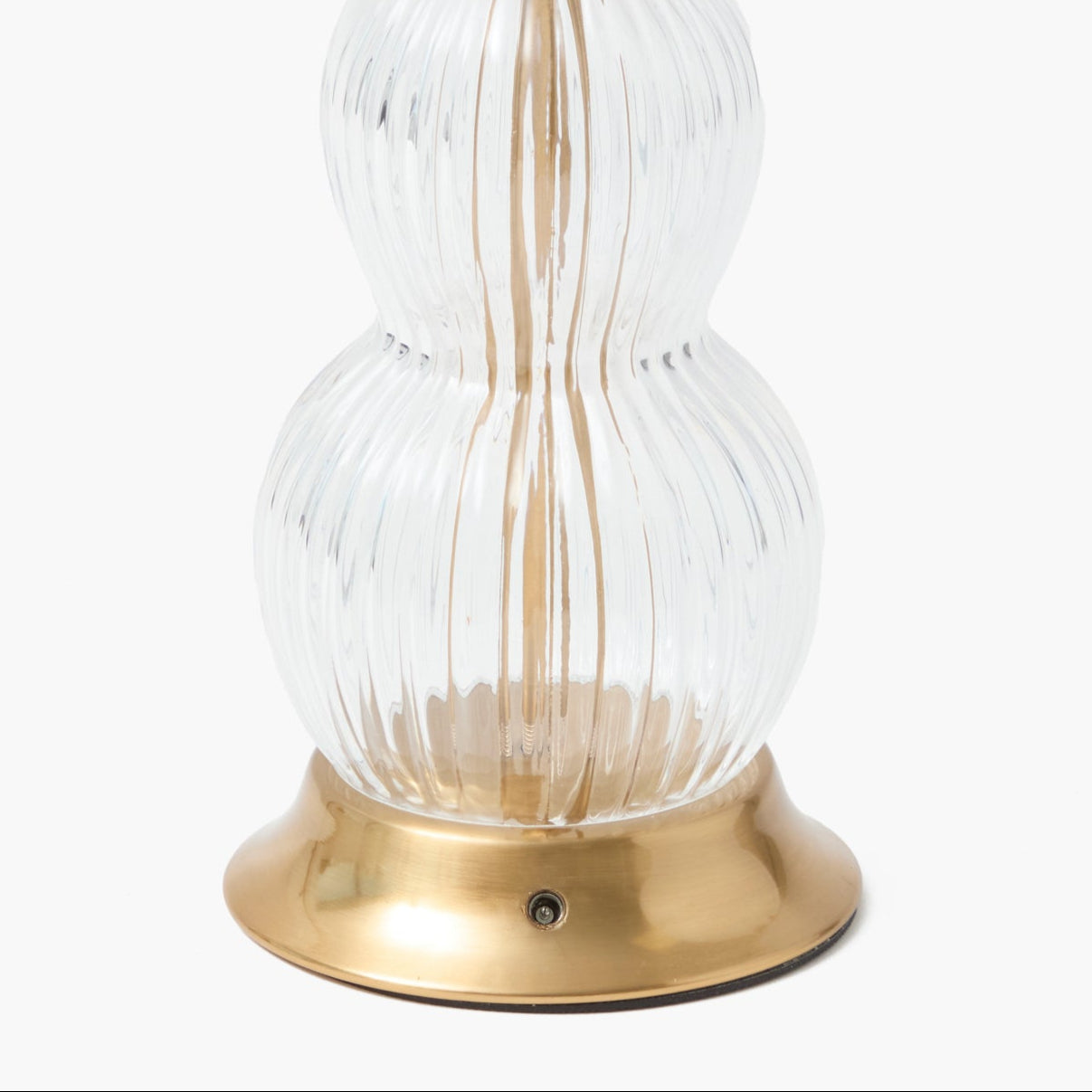 Glass Bardot Rechargeable Lamp with Olive Gingham Ruffle Shade (18cm)