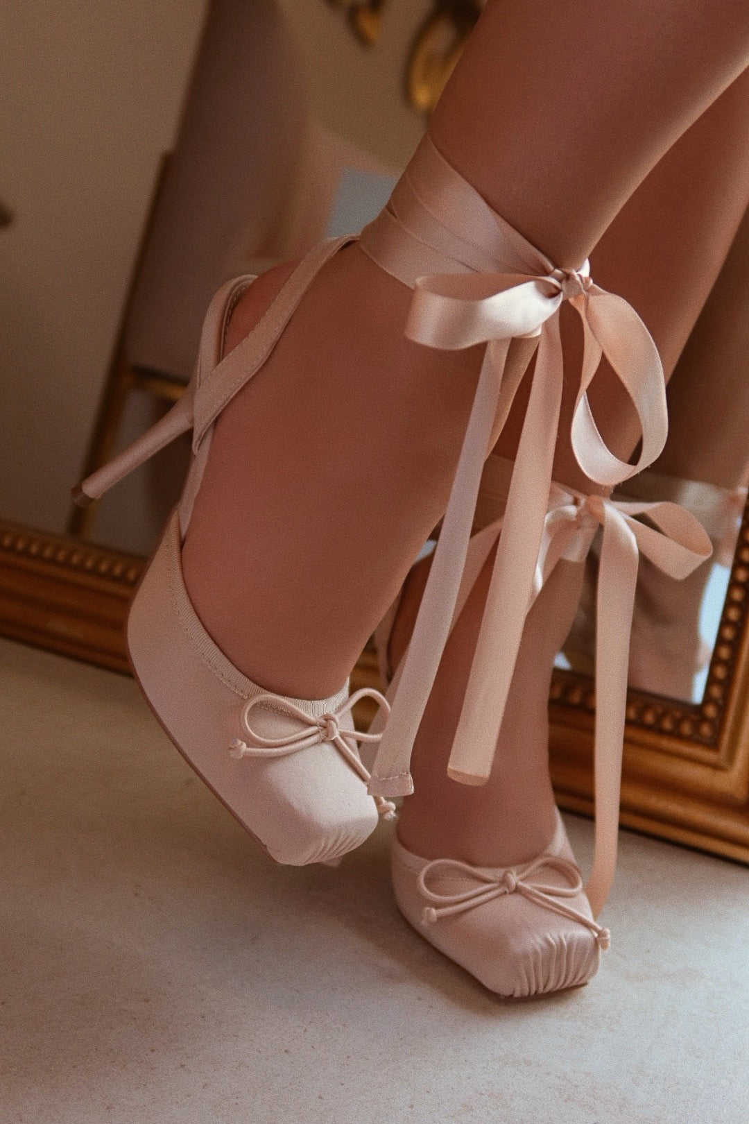 Klara Ballet Lace Up Heels - Nude
