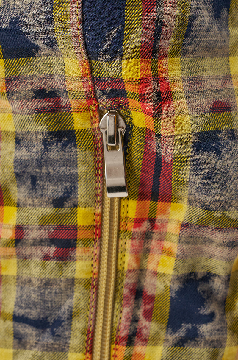 AKIRA WANG LOCHANA MULTI YELLOW PLAID FLANNEL SEXY BOOT