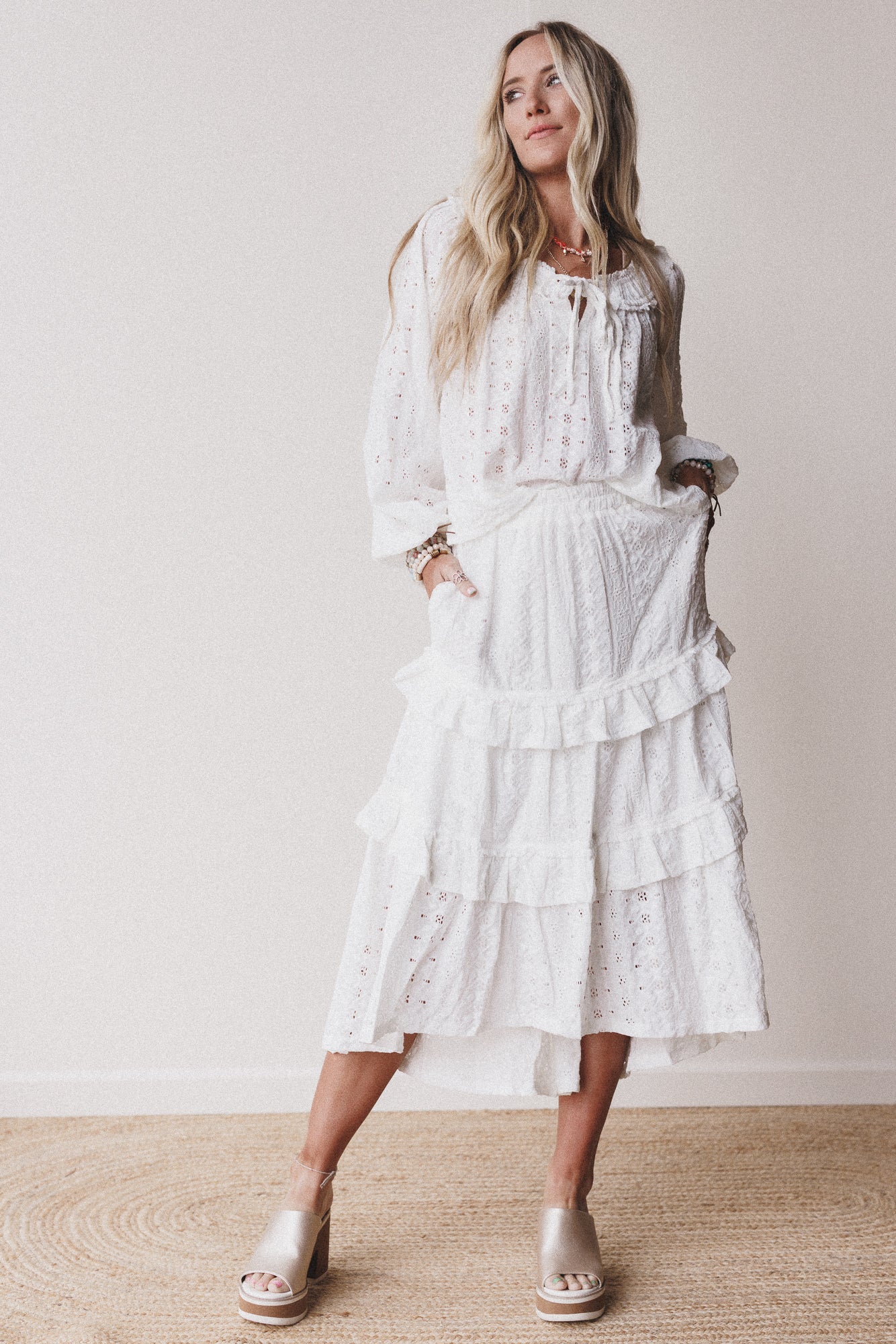 Boho Dreaming Top and Skirt Set - Cream - Pre Order