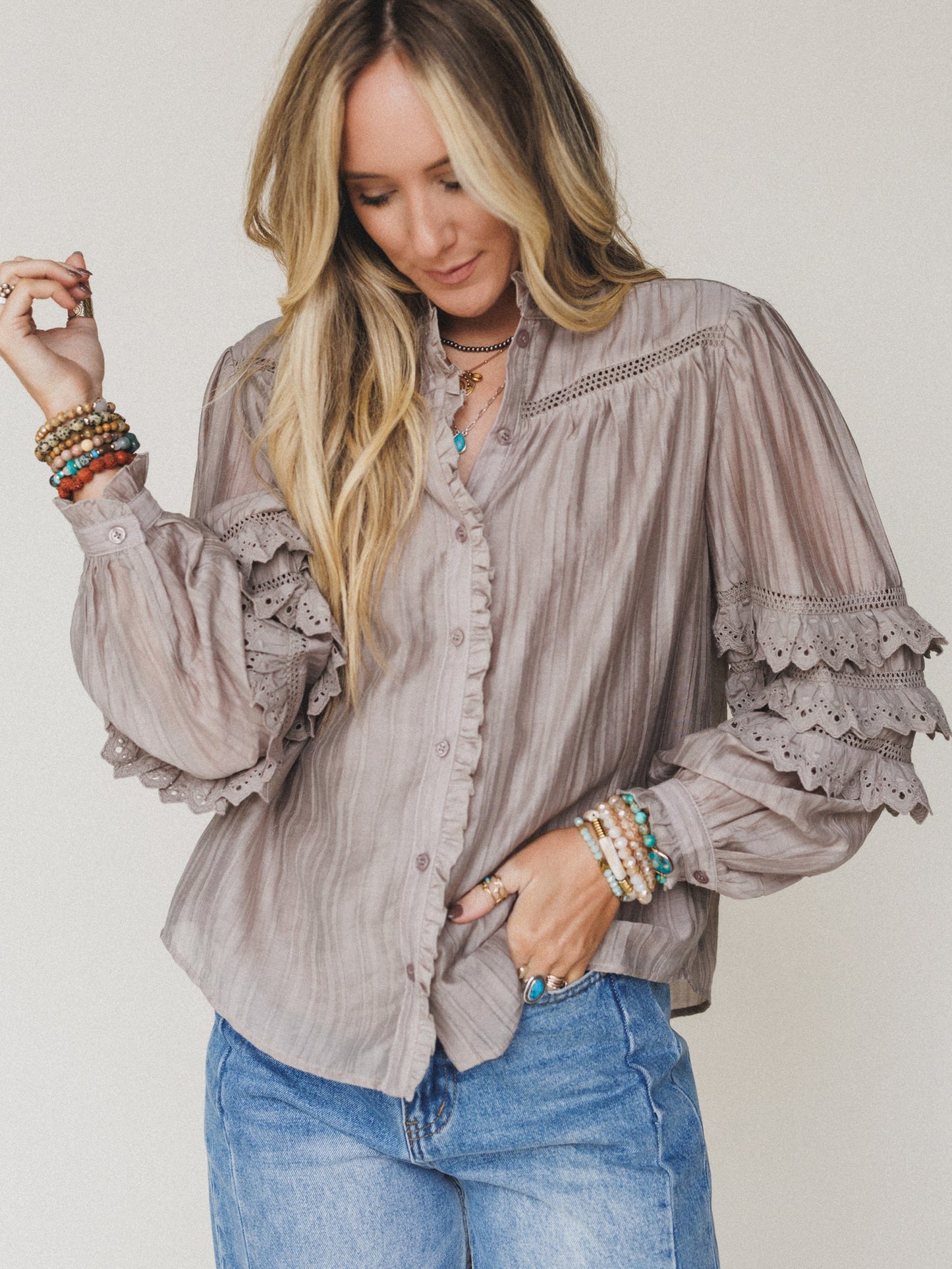 Boho Romance Blouse - Ash Mocha - Pre Order