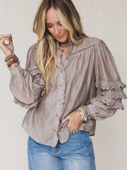 Boho Romance Blouse - Ash Mocha - Pre Order