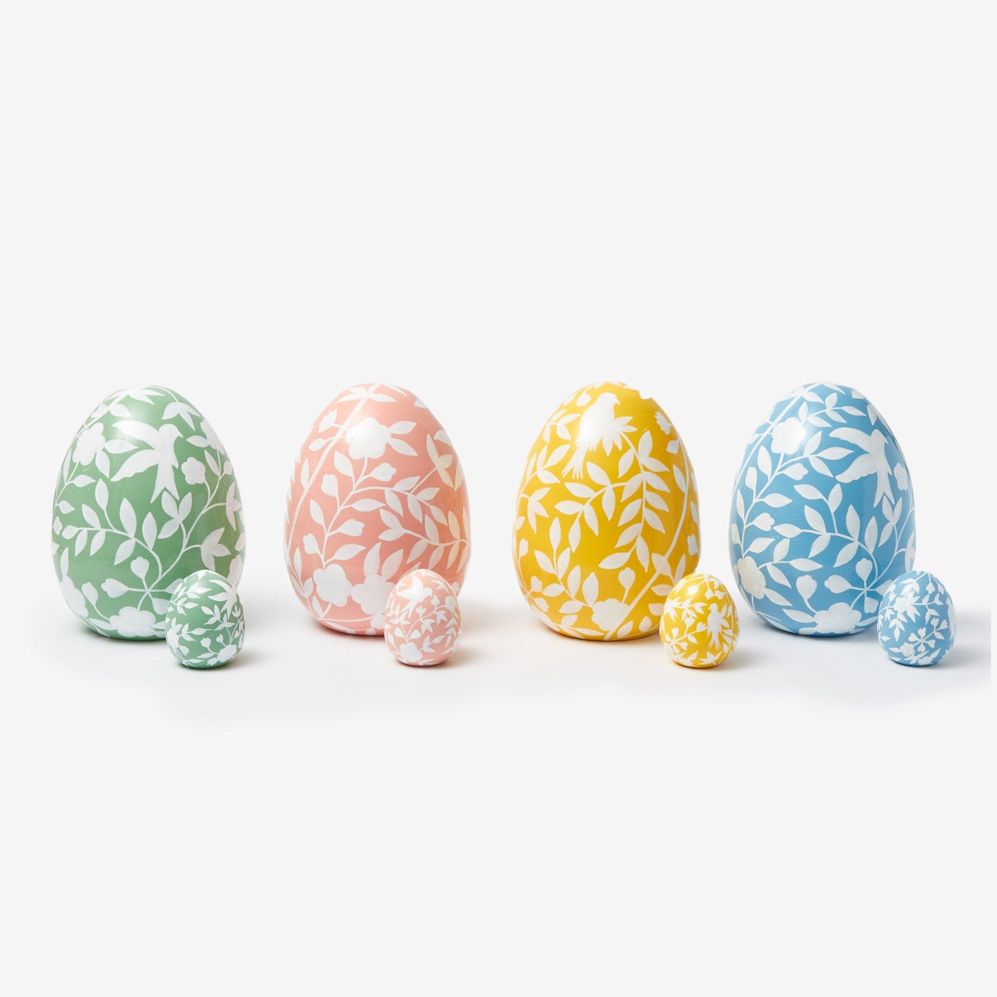 Large Blue Floral Tole Egg
