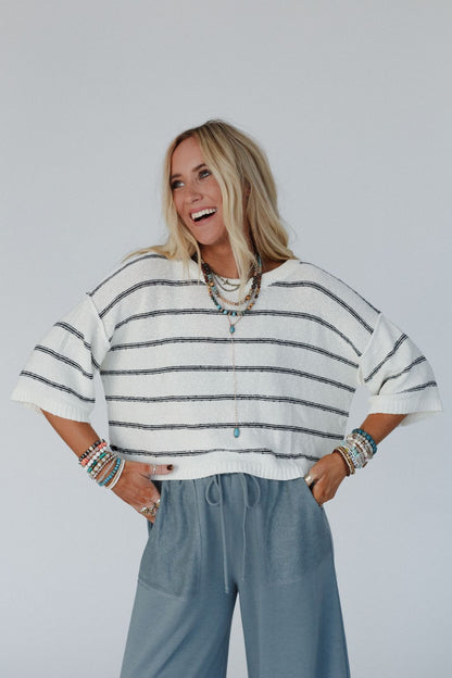 Coastal Stripe Top - Cream - Pre Order