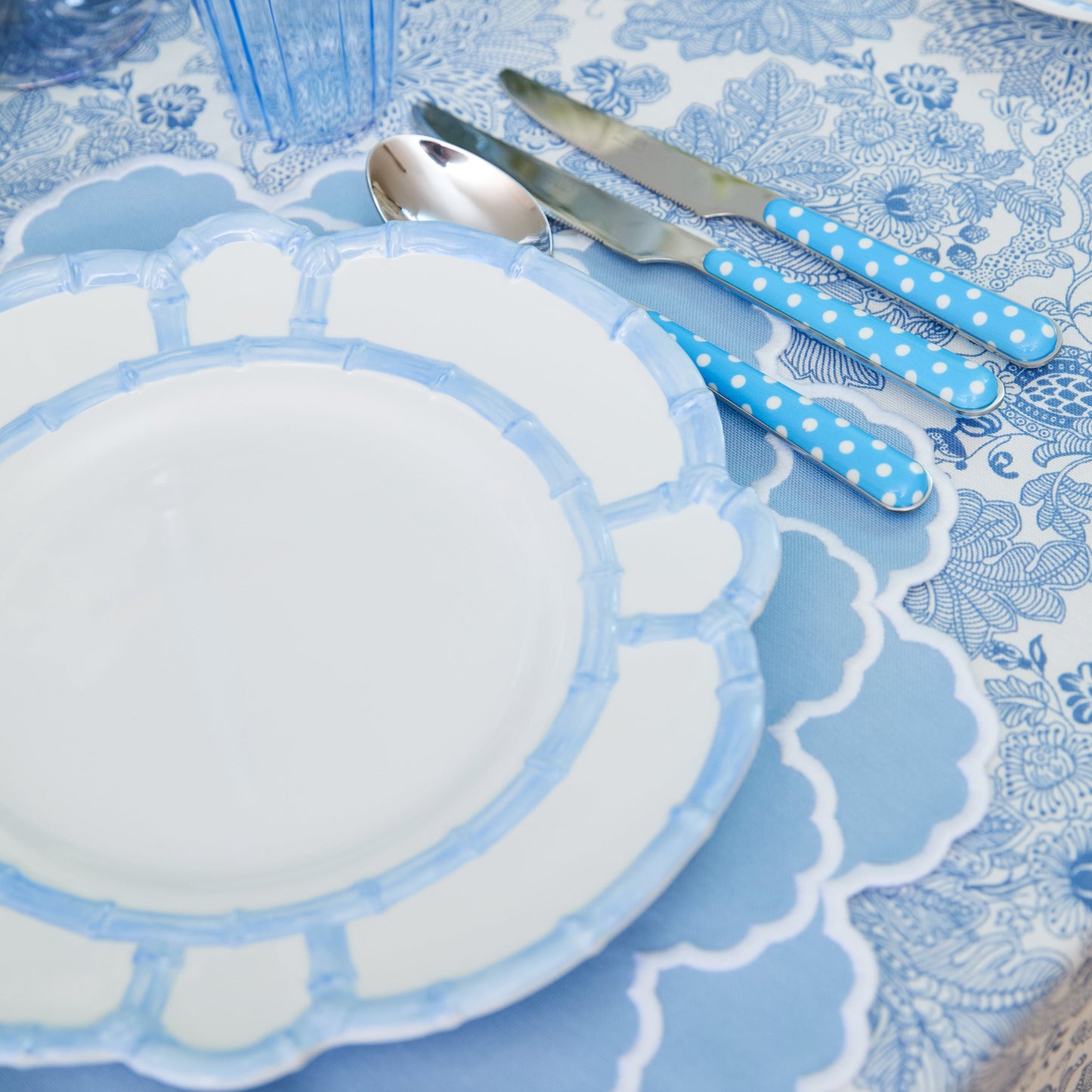 Blue Melamine Bamboo Dinner & Starter Plates (Set of 8)