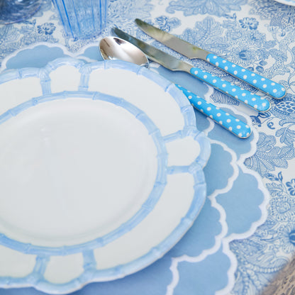 Blue Melamine Bamboo Dinner & Starter Plates (Set of 8)