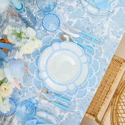 Blue Melamine Bamboo Dinner & Starter Plates (Set of 8)