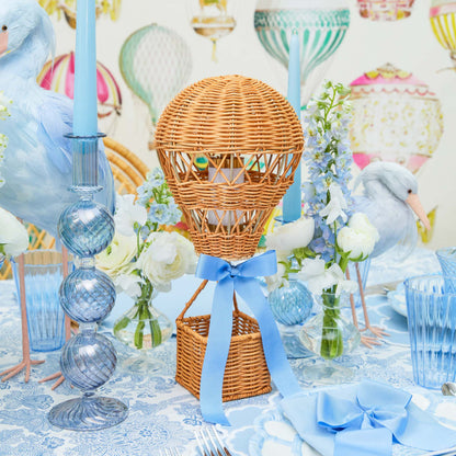 Hot Air Balloon Rechargeable Lamp with Blue Bow