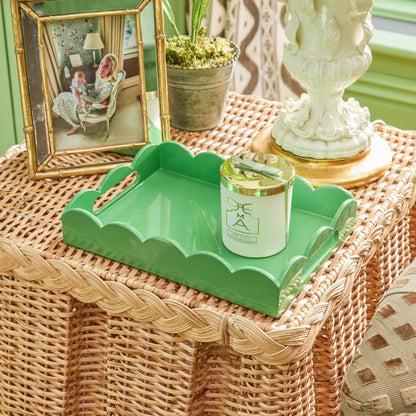 Green Small Scalloped Lacquer Tray