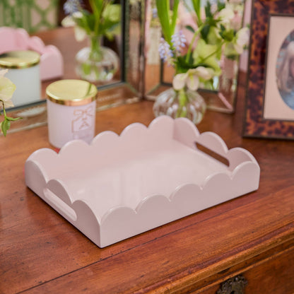 Soft Pink Small Scalloped Lacquer Tray