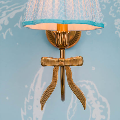 Marilyn Bow Rechargeable Wall Light with Soft Blue Lotus Shade (18cm)