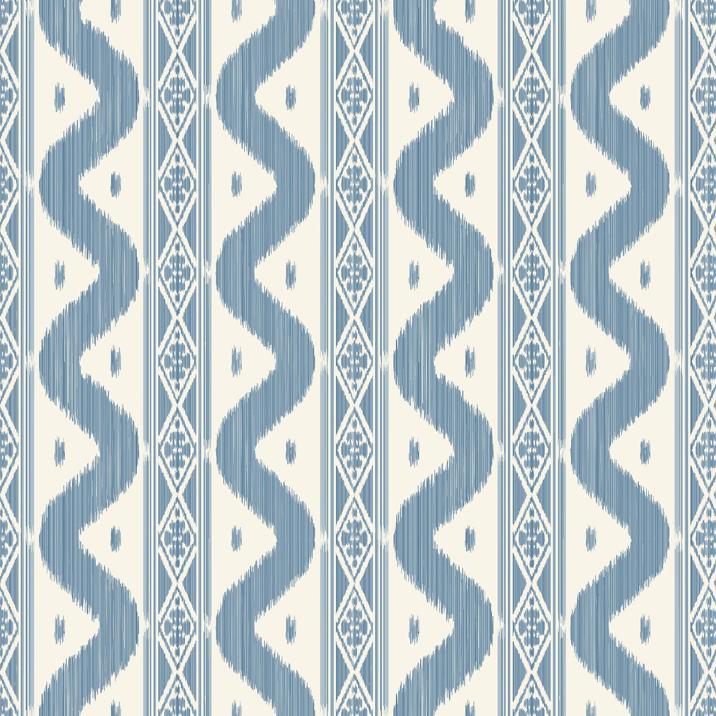 Blue Ikat Stripe Wallpaper
