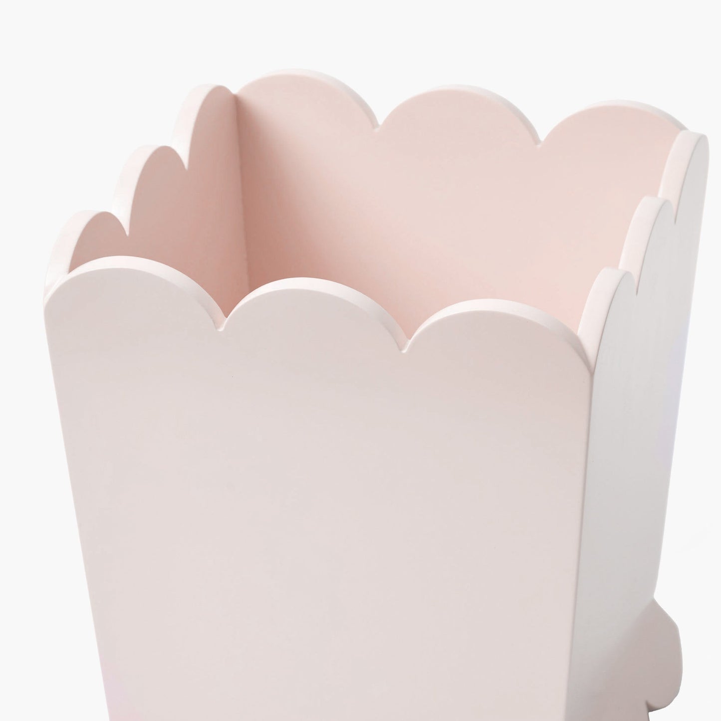 Soft Pink Scalloped Lacquer Waste Paper Bin