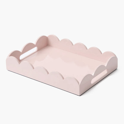 Soft Pink Small Scalloped Lacquer Tray