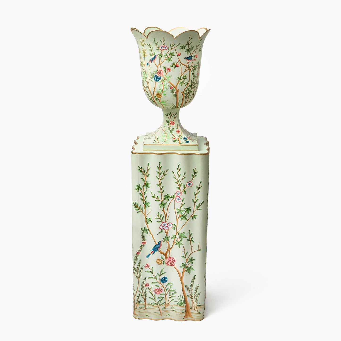 Chinoiserie Tole Urn & Pedestal