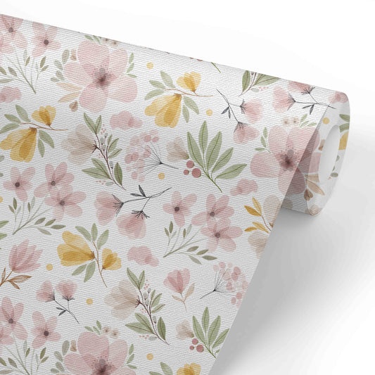 Maeve's Mauve & Mustard Floral Removable Wallpaper