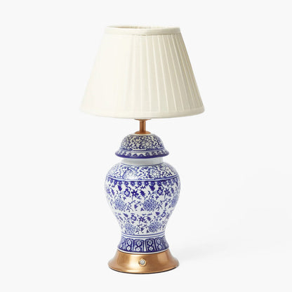 Chinoiserie Rechargeable Lamp with Cream Shade (22cm)