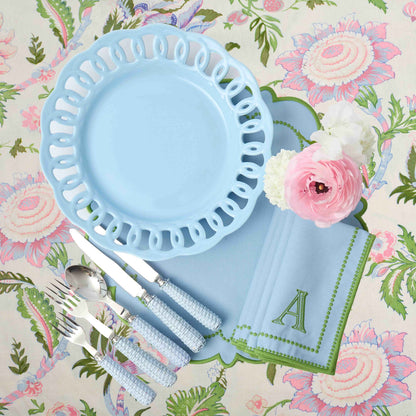 Soft Blue Lace Dinner Plates (Set of 4)