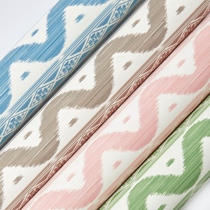 Blue Ikat Stripe Wallpaper
