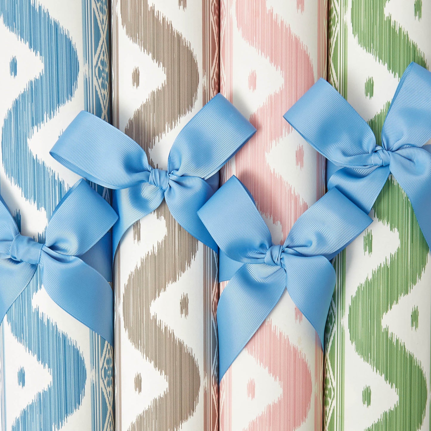 Blue Ikat Stripe Wallpaper