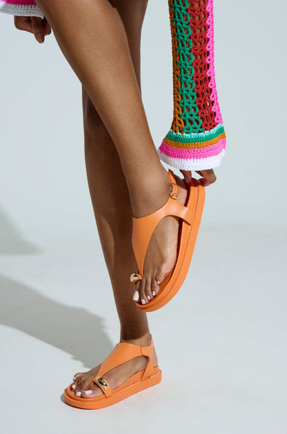 AKIRA NICCOLO ORANGE FLAT SANDAL