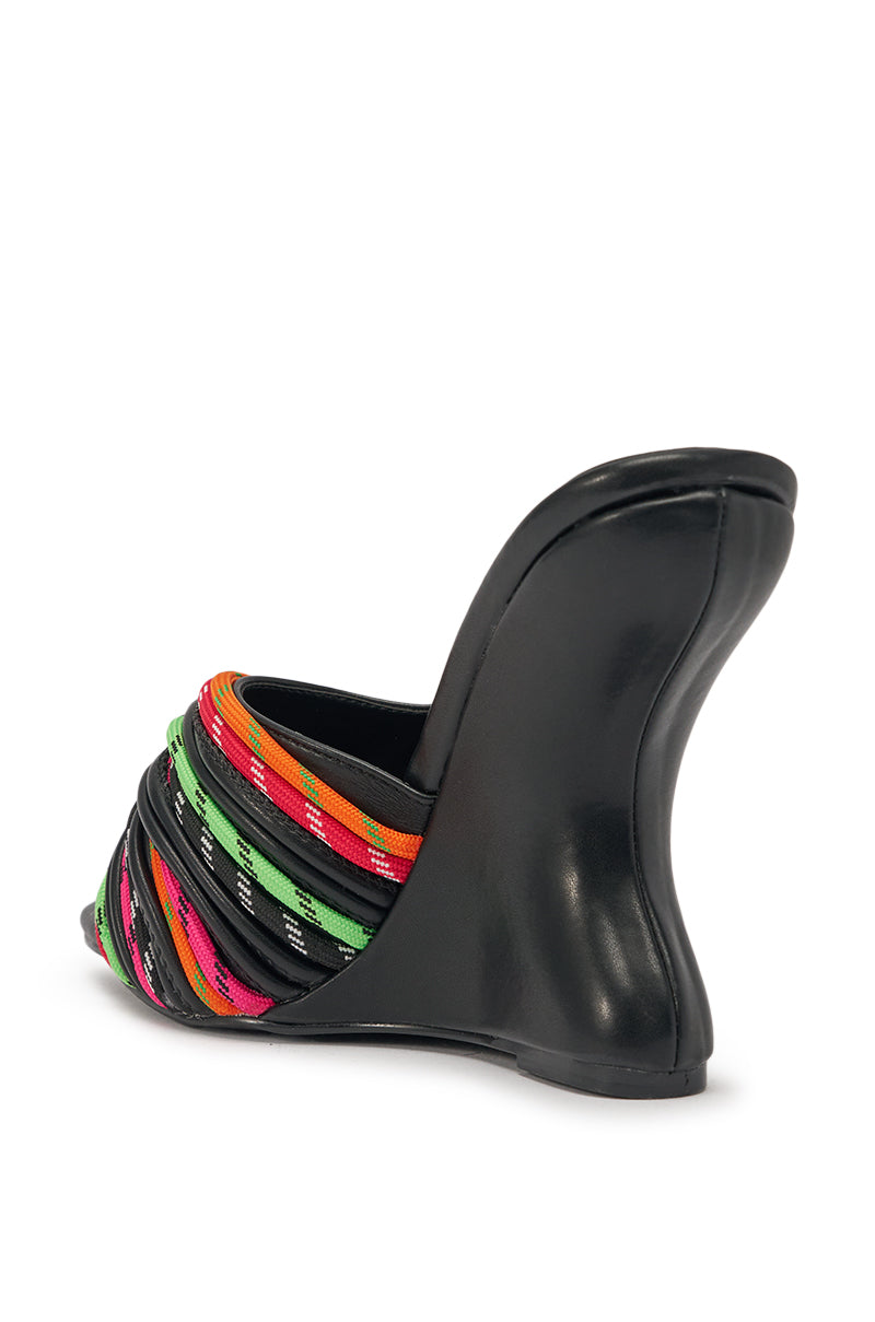 AKIRA GOLD NOWITZKI MULTI WEDGE AND SHOE LACE SANDAL