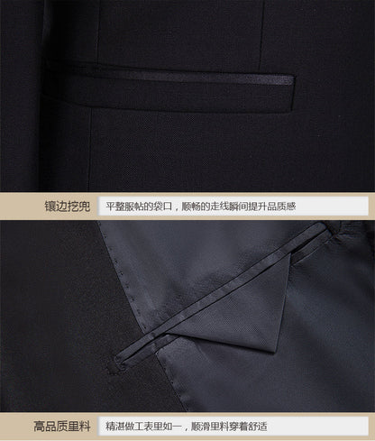 Classic Men Business Chinese Mountain Suit Suit Set 2-Piece High Quality Wedding Party Dress Set Black Navy Wine Red Suit+pant