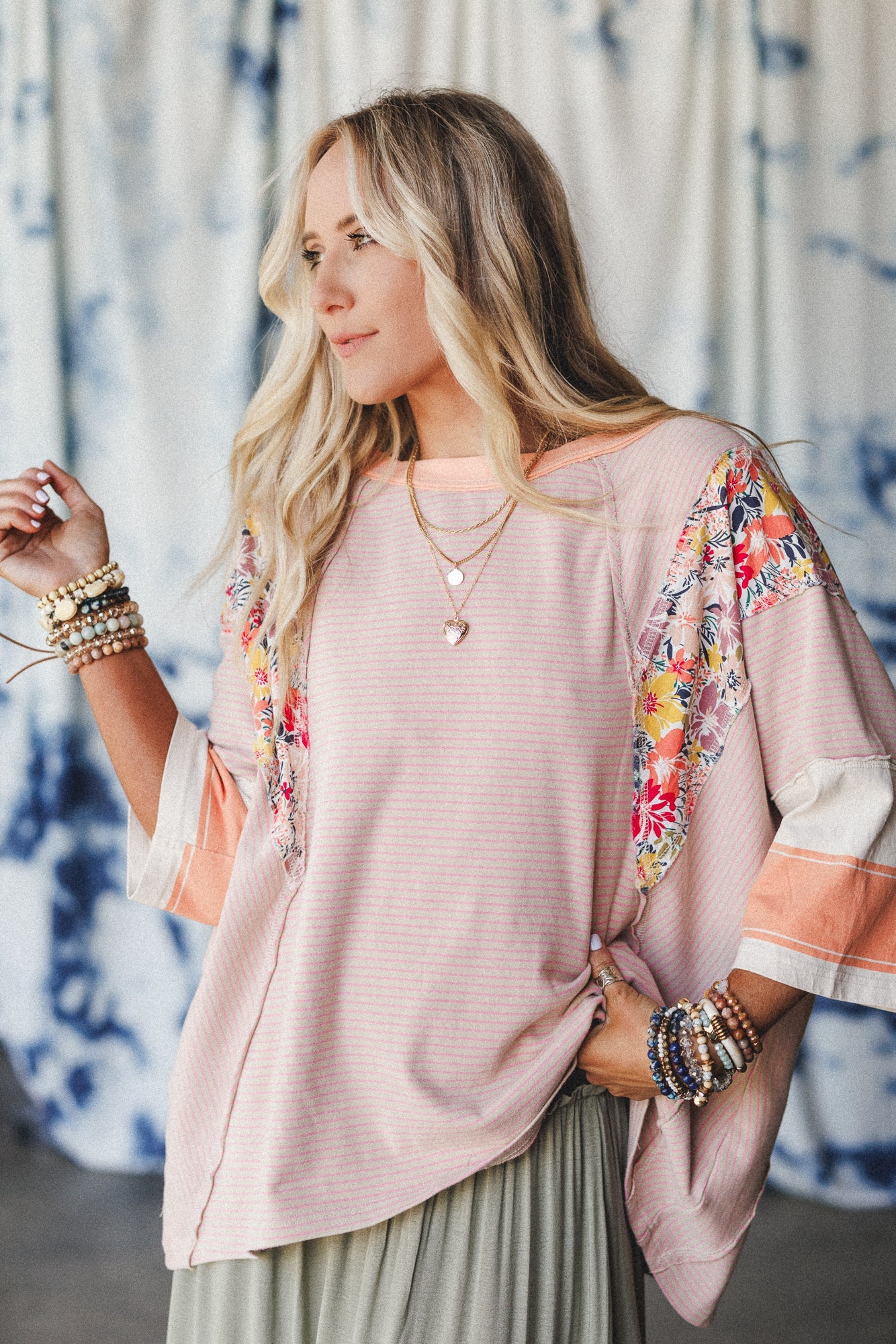 Britt Patchwork Top - Apricot - Pre Order