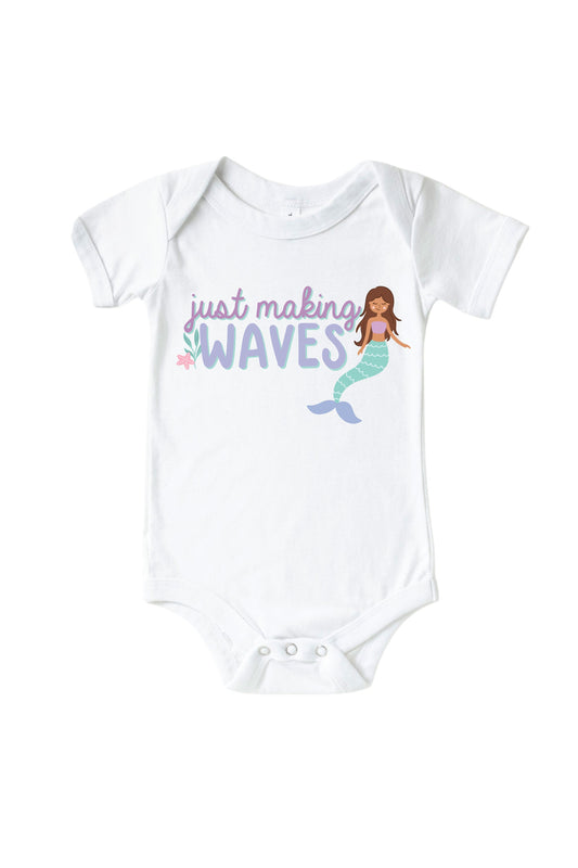 Just Making Waves Graphic Bodysuit & Kids Tee | White