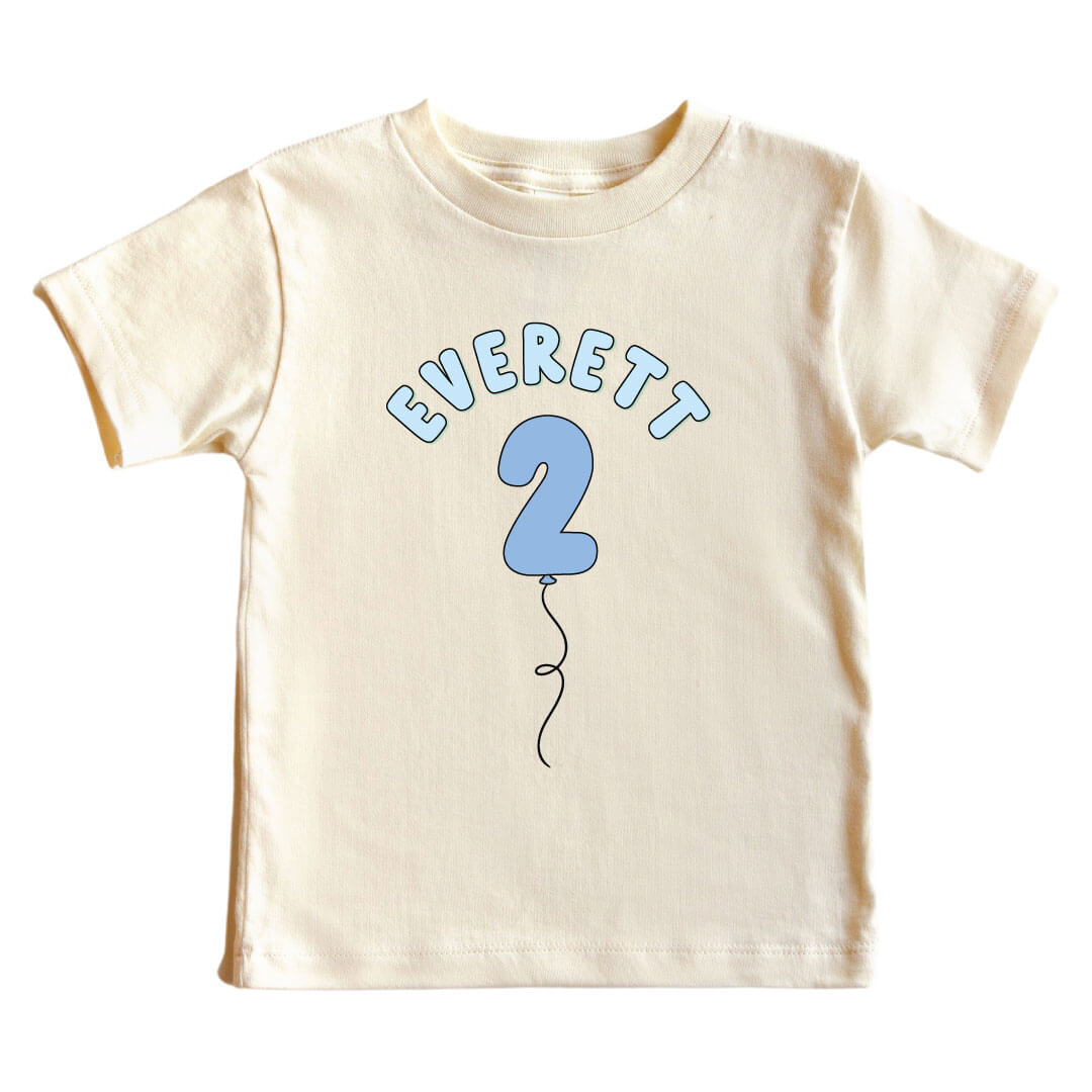 Personalized Blue Birthday Graphic Bodysuit & Kids Tee | Natural