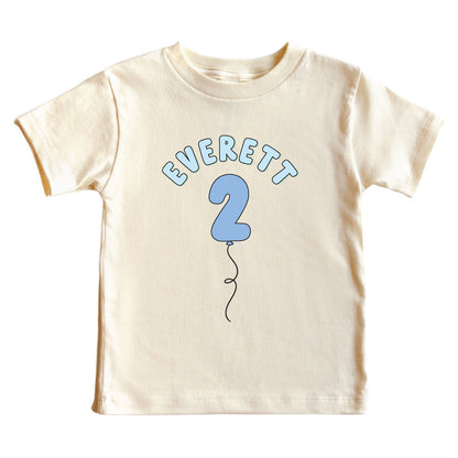 Personalized Blue Birthday Graphic Bodysuit & Kids Tee | Natural