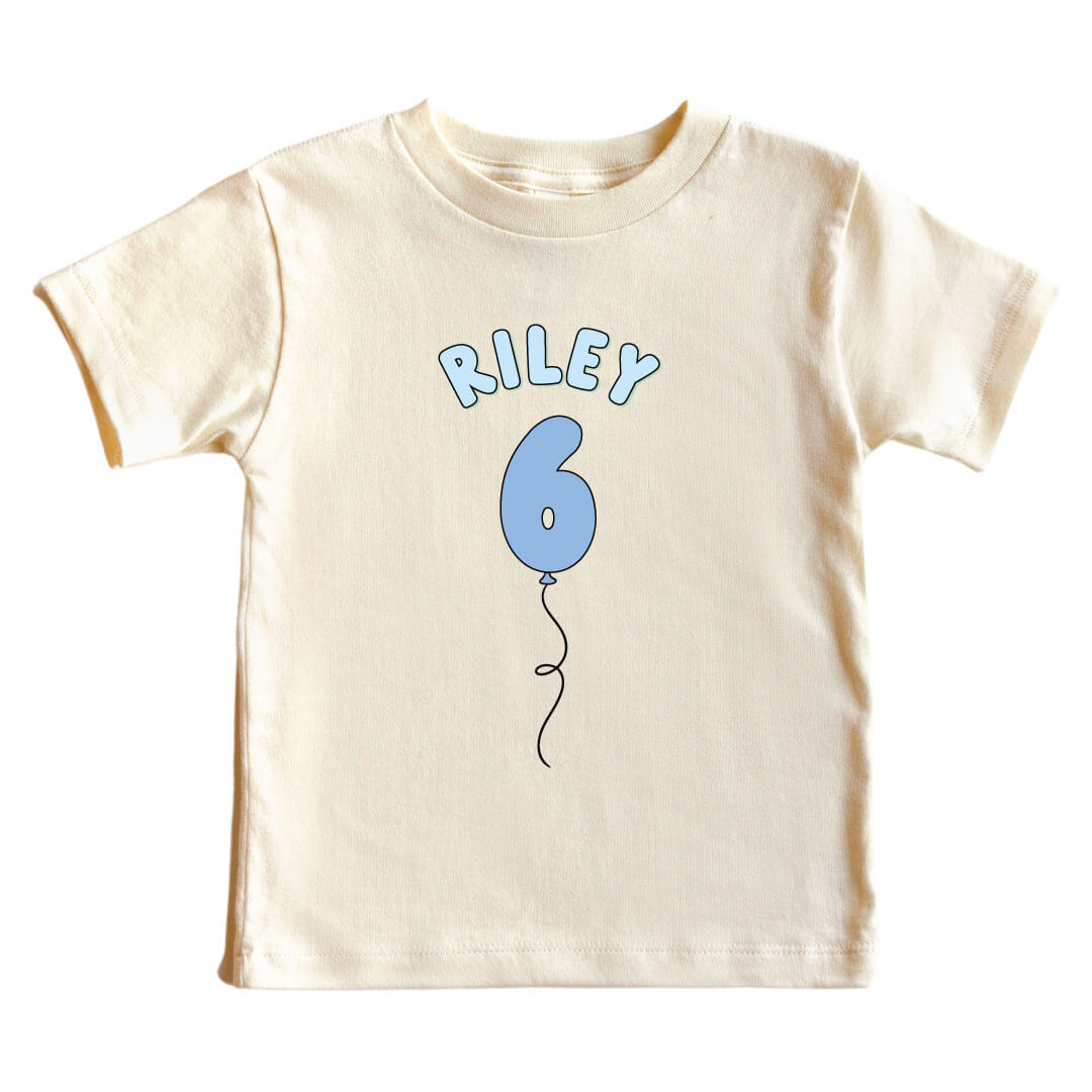 Personalized Blue Birthday Graphic Bodysuit & Kids Tee | Natural