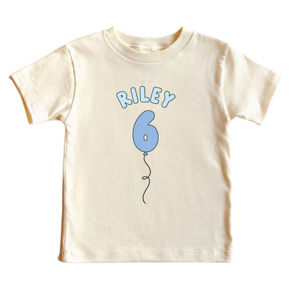 Personalized Blue Birthday Graphic Bodysuit & Kids Tee | Natural