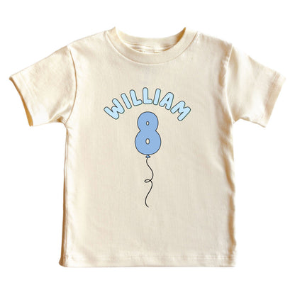 Personalized Blue Birthday Graphic Bodysuit & Kids Tee | Natural
